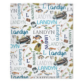 Personalized Name Blanket Baby Blanket- Fishing Blanket - Name Pattern - Fishing